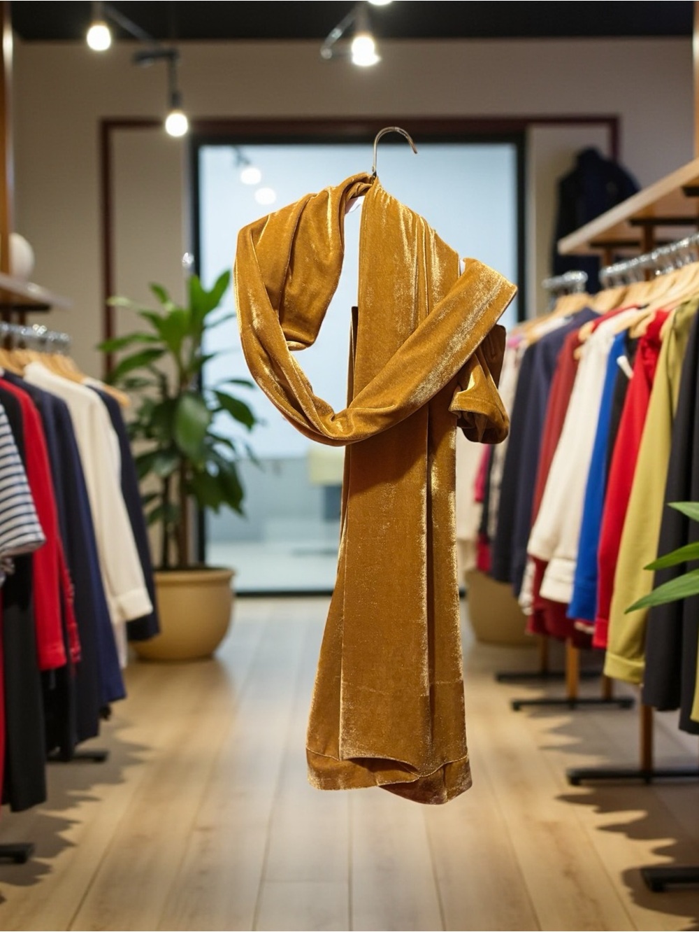 🐶Women’s Velvet Scarf - Mustard Gold - Picture 2 of 6